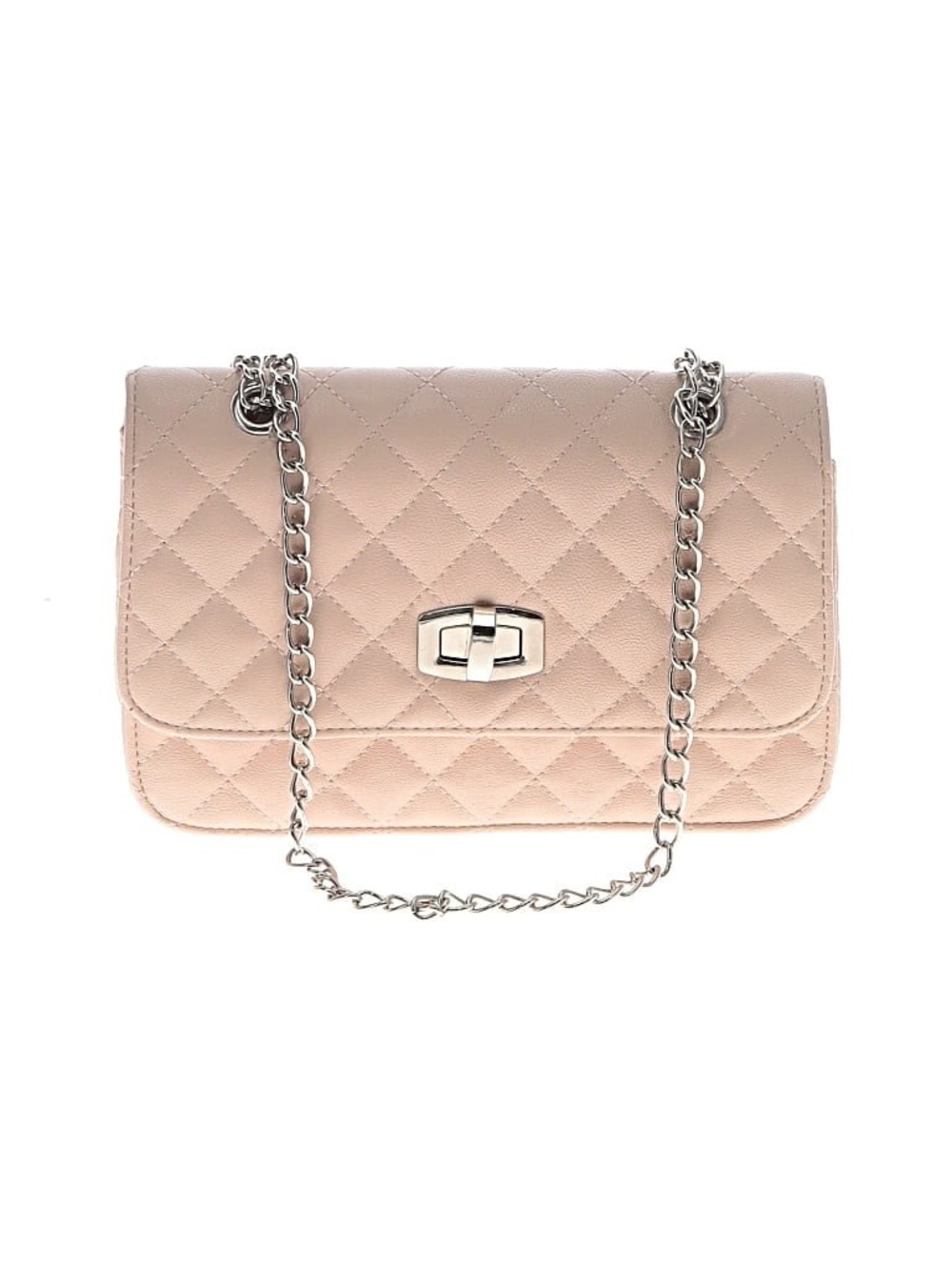 Express Quilted Shoulder Bag in Blush Pink with Silver Chain